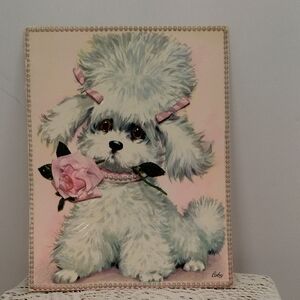 Charming Poodle Art Print with Pink and White Accents